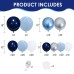 Navy Blue Silver Balloons Arch Kit,Pearl Dark Blue Metallic Light Blue Balloon Garland with Metallic Silevr White Balloon for Birthday Grafuation Wedding Party Decorations