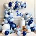 Navy Blue Silver Balloons Arch Kit,Pearl Dark Blue Metallic Light Blue Balloon Garland with Metallic Silevr White Balloon for Birthday Grafuation Wedding Party Decorations