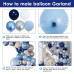 Navy Blue Silver Balloons Arch Kit,Pearl Dark Blue Metallic Light Blue Balloon Garland with Metallic Silevr White Balloon for Birthday Grafuation Wedding Party Decorations