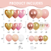Rose Gold Balloon Arch Kit,Light Pink Nude White Metallic Gold Balloons Garland Rose Gold and Gold Confetti Balloons with Heart Balloon for Wedding Bridal Shower Birthday Party Decorations