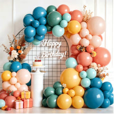 Boho Rainbow Balloon Arch Kit,Retro Colorful Balloon Garland with Dusty Teal Blue Yellow Light Orange Balloons and Retro Orange Fog Blue Balloon for Easters Autumn Birthday Sunshine Party Decoration