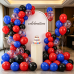 Red Blue Black Balloons Set,50pcs 12inch Dark Royal Blue Black Red Latex Balloon with Confetti Balloon for Graduation Anniversary Man Birthday Party Decoration