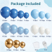 Dusty Blue White Gold Balloons Arch Kit, Latex, Party Decoration Denim/Light/Pastel Blue Chrome Gold White Balloon Garland, for Gender Reveal Birthday Bridal Shower Wedding Party Decor