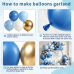 Dusty Blue White Gold Balloons Arch Kit, Latex, Party Decoration Denim/Light/Pastel Blue Chrome Gold White Balloon Garland, for Gender Reveal Birthday Bridal Shower Wedding Party Decor