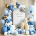 Dusty Blue White Gold Balloons Arch Kit, Latex, Party Decoration Denim/Light/Pastel Blue Chrome Gold White Balloon Garland, for Gender Reveal Birthday Bridal Shower Wedding Party Decor