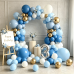 Dusty Blue White Gold Balloons Arch Kit, Latex, Party Decoration Denim/Light/Pastel Blue Chrome Gold White Balloon Garland, for Gender Reveal Birthday Bridal Shower Wedding Party Decor