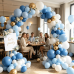 Dusty Blue White Gold Balloons Arch Kit, Latex, Party Decoration Denim/Light/Pastel Blue Chrome Gold White Balloon Garland, for Gender Reveal Birthday Bridal Shower Wedding Party Decor