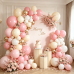 Pink White Sand Gold Balloons Arch Kit, Latex, Party Decorations Dark/Pastel/Light Pink White Cream Chrome Gold Balloon Garland, for Valentine's Day Princess Birthday Wedding Party Decor