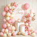 Pink White Sand Gold Balloons Arch Kit, Latex, Party Decorations Dark/Pastel/Light Pink White Cream Chrome Gold Balloon Garland, for Valentine's Day Princess Birthday Wedding Party Decor