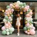 Green Cream White Pink Gold Balloon Arch Kit, Latex, Party Decor Sage Green Pastel Pink Beige Light Orange and Chrome Gold Balloons Garland, for Birthday Wedding Bridal Shower Decoration