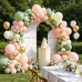 Green Cream White Pink Gold Balloon Arch Kit, Latex, Party Decor Sage Green Pastel Pink Beige Light Orange and Chrome Gold Balloons Garland, for Birthday Wedding Bridal Shower Decoration