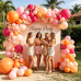 Hot Pink Orange Balloons Arch Kit, Latex, Confettiti, Party Decor Pastel/Light Orange Pink and Hot Pink Balloon Garland, for Birthday Wedding Hawaiian Beach Party Decorations