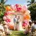 Hot Pink Orange Balloons Arch Kit, Latex, Confettiti, Party Decor Pastel/Light Orange Pink and Hot Pink Balloon Garland, for Birthday Wedding Hawaiian Beach Party Decorations
