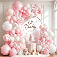 Pearl Pink White and Bows Balloons Arch Kit, Double Stuffed, Latex Light/Pastel/Maca/Pearl Pink and White Balloon, for Valentine's Day Princess Birthday Wedding Coquette Party Decor Pearl Pink White and Bows Balloons Arch Kit, Double Stuffed, Latex Light/Pastel/Maca/Pearl Pink and White Balloon, for Valentine's Day Princess Birthday Wedding Coquette Party Decor