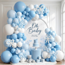 Zesliwy Pearl Blue White and Bows Balloons Arch Kit, Double Stuffed, Latex Pastel/Light/Maca Blue White Balloon Pearl Blue Balloons Arch, for Birthday Wedding Bridal Shower Gender Reveal Party Decor Zesliwy Pearl Blue White and Bows Balloons Arch Kit, Double Stuffed, Latex Pastel/Light/Maca Blue White Balloon Pearl Blue Balloons Arch, for Birthday Wedding Bridal Shower Gender Reveal Party Decor
