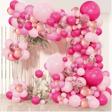 Pink Valentine's Balloons Garland Arch Kit,154pcs Hot Red Pink Light Pink Rose Gold Confetti Balloons for Valentine's Day Girl Women Bridal Shower Mother's Day Wedding Birthday Party Decorations