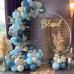 Dusty Blue Balloons Garland Kit,140pcs Fog Blue Royal Blue Pastel Blue Sand White Metallic Gold latex Balloons for Boy Baby Shower Bridal Shower Wedding Anniversary Birthday Party Decorations Supplies