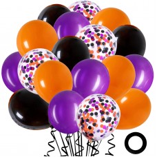 70 Pack Halloween Party Balloons,12inch Black Purple Orange Confetti Halloween Ballons Garland Kit for Halloween Birthday Hocus Pocus Party Decorations