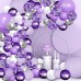 Purple Balloons Garland Arch Kit,144pcs Lavender Purple Pastel Purple Confetti Balloons with Silver White Ballons for Girl Butterfly Baby Shower Princess Birthday Wedding Party Decoration……