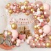 Rose Gold Balloons Garland Arch Kit, 154pcs Rose Gold Pink White Confetti Balloons for Women Girls Princess Engagement Bridal Shower Wedding Bachelorette Brithday Party Decoration…