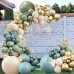 Sage Green Blue Balloons Garland kit, 138pcs Dusty Blue Sand White and Gold Balloons for Boys Baby Shower Wedding Birthday Jungle Safari Woodland Wild One Party Decorations……