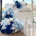 Navy Blue Silver Balloons Garland Kit, 131 pcs Navy Blue White Silver Confetti Balloons Arch Kit with Balloon Accessories for Birthday Party Baby Shower Wedding Graduation Class of 2020 Prom Decorations