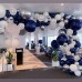 Navy Blue Silver Balloons Garland Kit, 131 pcs Navy Blue White Silver Confetti Balloons Arch Kit with Balloon Accessories for Birthday Party Baby Shower Wedding Graduation Class of 2020 Prom Decorations