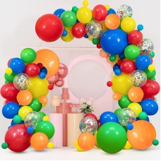 Fiesta Balloons Garland Arch Kit,117pcs Rianbow Confetti Balloons in 4 Size 18"12"10"5" Latex Balloons for Birthday Party Carnival Circus Fiesta Wedding Party Decorations.