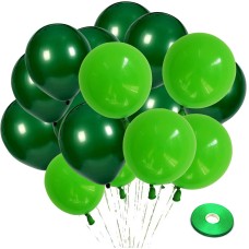 Zesliwy 100 Pack Green Latex Balloons, 12 inch Dark Green Balloons and Light Green Balloons with Green Ribbon for Jungle Safari Theme Birthday Party Baby Shower St. Patrick's Day Party Decoations.