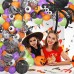 Halloween Balloons Garland Kit, 123pcs Black Purple Orange Green Dot Balloons with 3D Bat Stikcer Spider Web for Halloween Theme Party Supplies Decorations