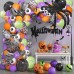 Halloween Balloons Garland Kit, 123pcs Black Purple Orange Green Dot Balloons with 3D Bat Stikcer Spider Web for Halloween Theme Party Supplies Decorations